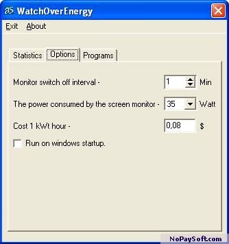 WatchOverEnergy 1.1 program screenshot