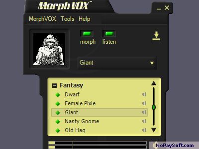 Fantasy Voices - MorphVOX Add-on 1.0 program screenshot