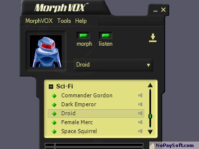 Sci-Fi Voices - MorphVOX Add-on 1.0 program screenshot