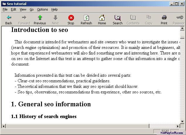 Seo tutorial 1.1 program screenshot