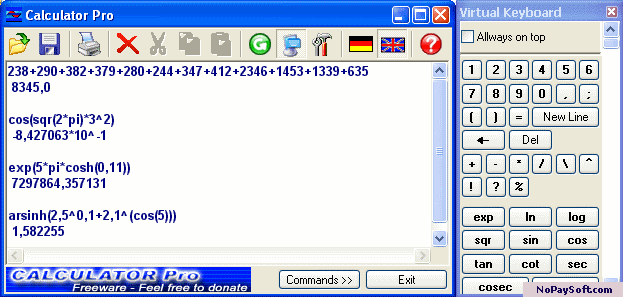CALCULATOR Pro 2.00.047 program screenshot