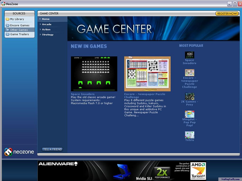 NeoZone Game Center Arcade 2.4 program screenshot