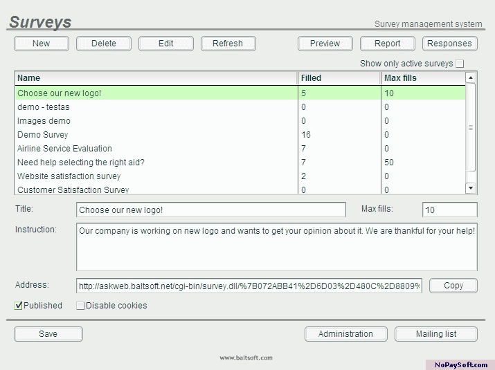 MakeSurvey 1.2 program screenshot