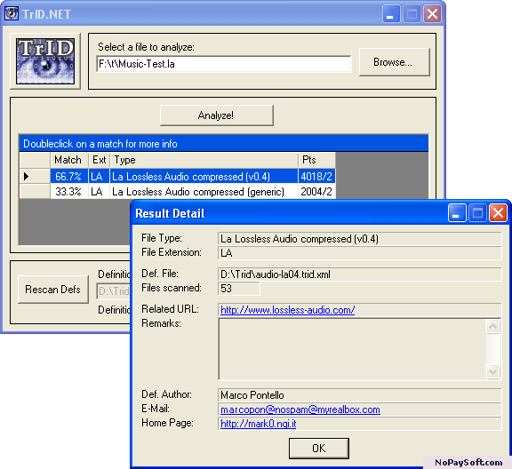 TrIDNet 1.62 program screenshot