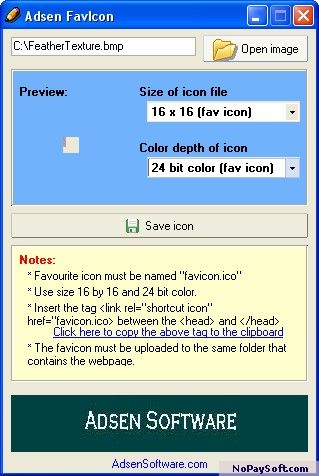 Adsen FavIcon 1.0 program screenshot