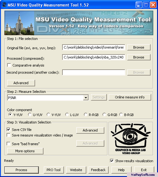 MSU Video Quality Measurement Tool 0.72 program screenshot