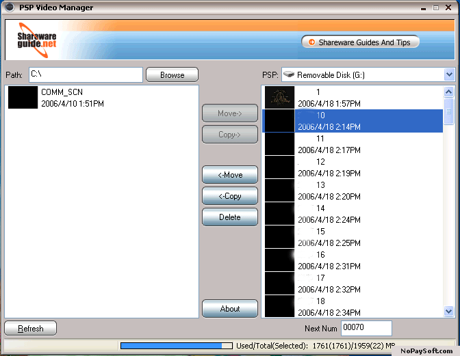 PSP Video Manager 1.1.13.120 program screenshot